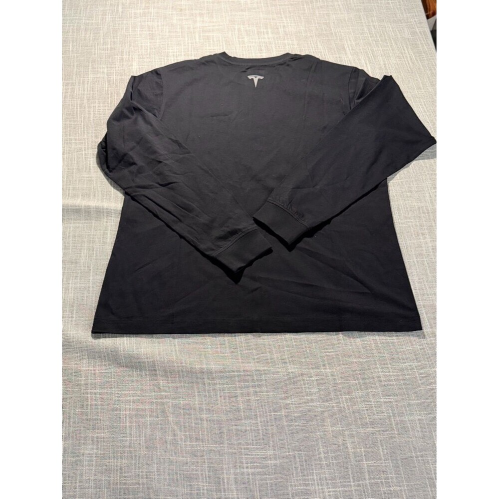 Tesla T Shirt Womens L Black Logo Graphic Crew Neck Long Sleeve Tee - Picture 5 of 8